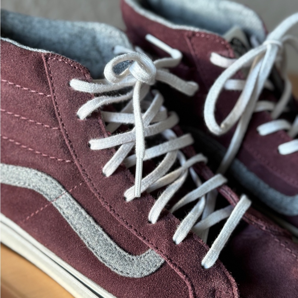 Vans Men's Maroon and Gray High-Top Sneakers